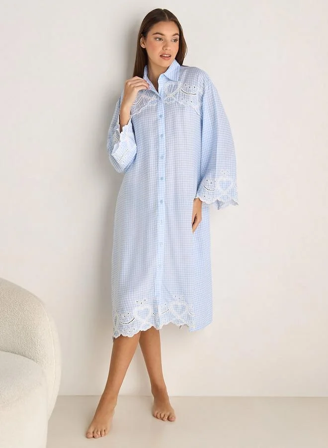 سبلاش فيڤ Sleepshirt Long Sleeves Embroidered Viscose